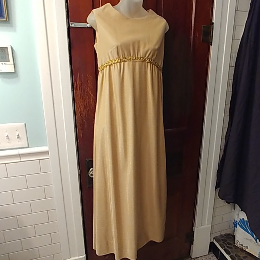 Vintage 60s 70s Gold Evening Cocktail Gown